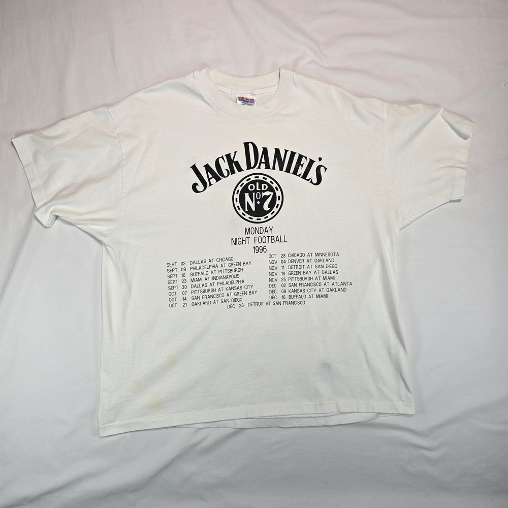 Vintage 1996 Jack Daniels Monday Night Football T-Shirt Hanes XL Made in USA